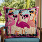 Elegant Flamingo Tropical Quilted Cushion Cover printed cushion cover