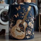 Elegant Guitar Quilted Laundry Hamper printed laundry hamper