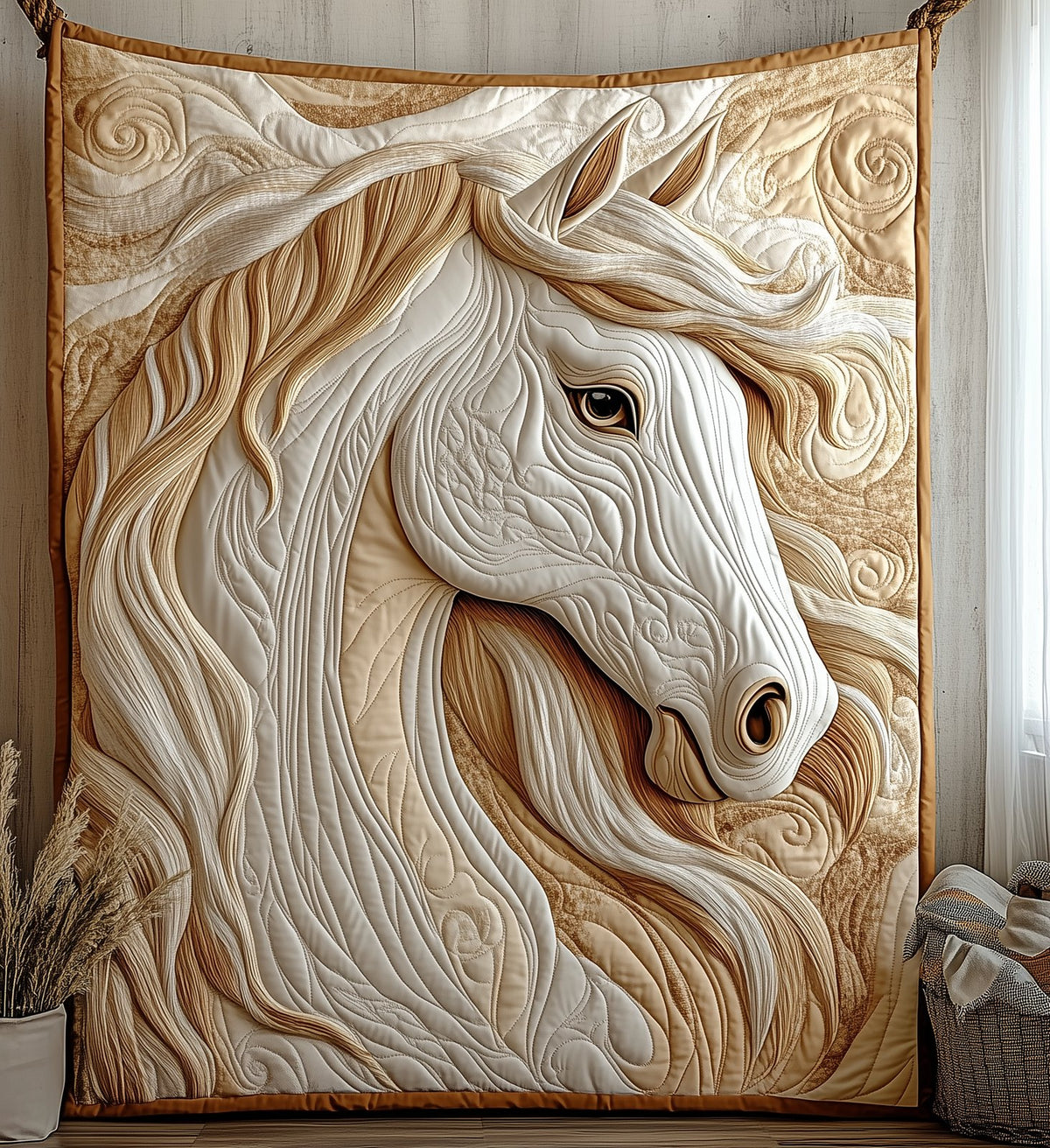 Elegant Horse Quilted Blanket printed blanket