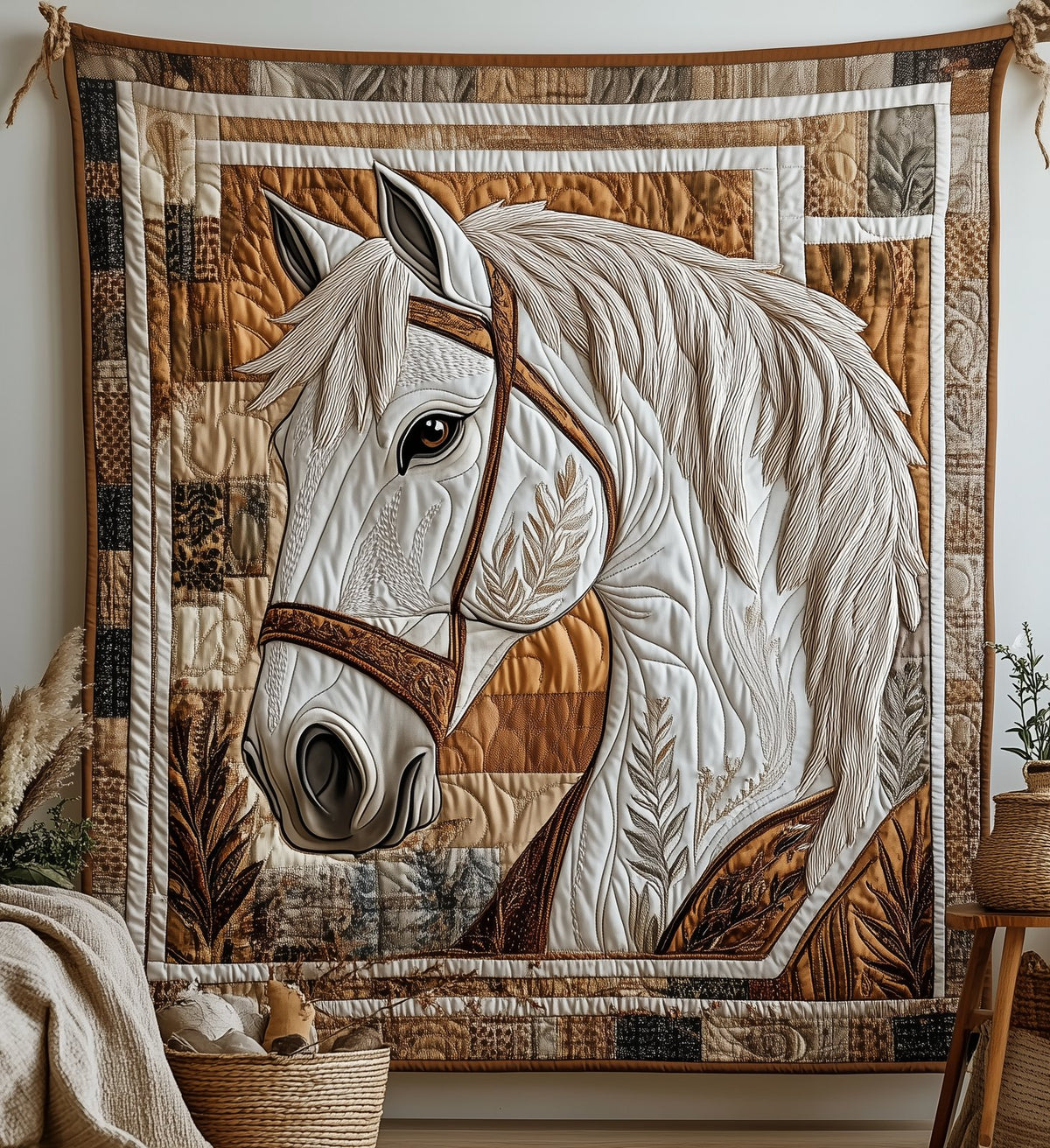 Elegant Horse Quilted Blanket printed blanket
