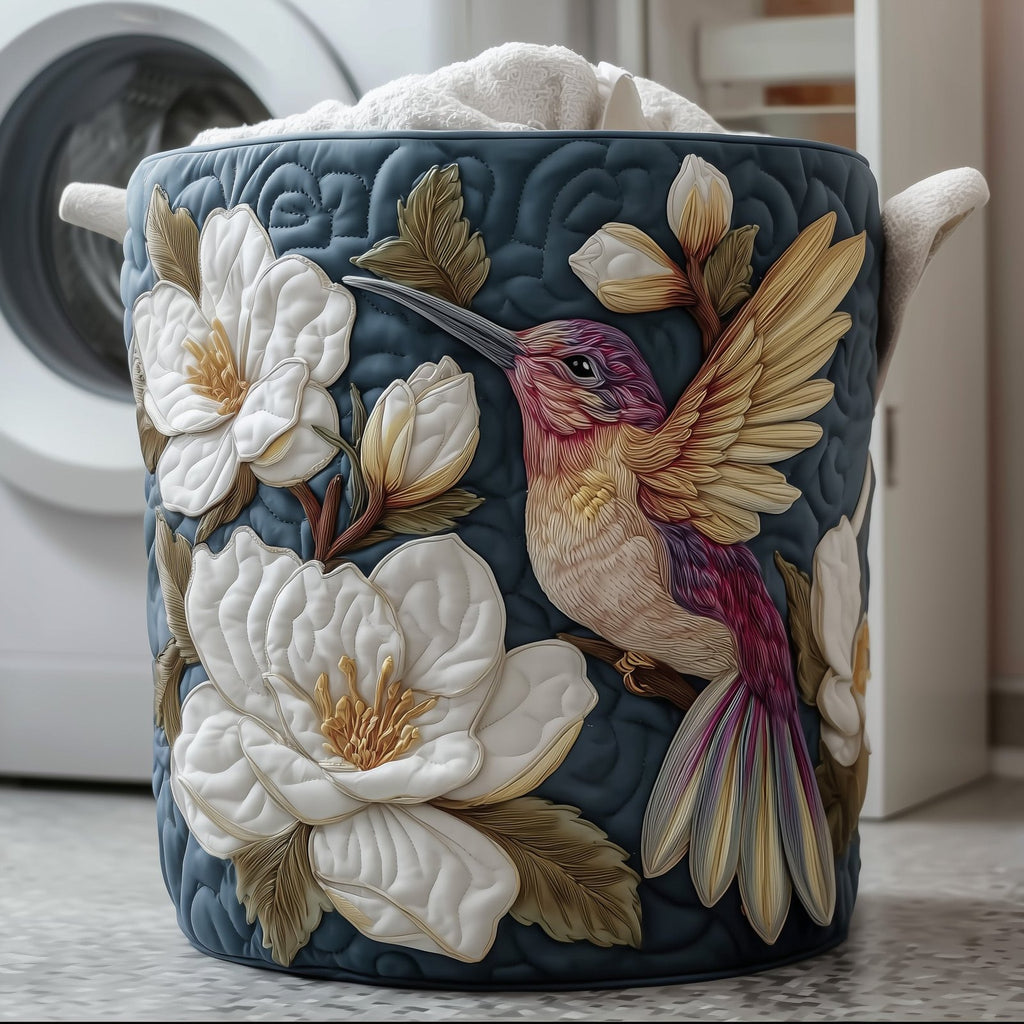 Elegant Hummingbird Quilted Laundry Hamper printed laundry hamper