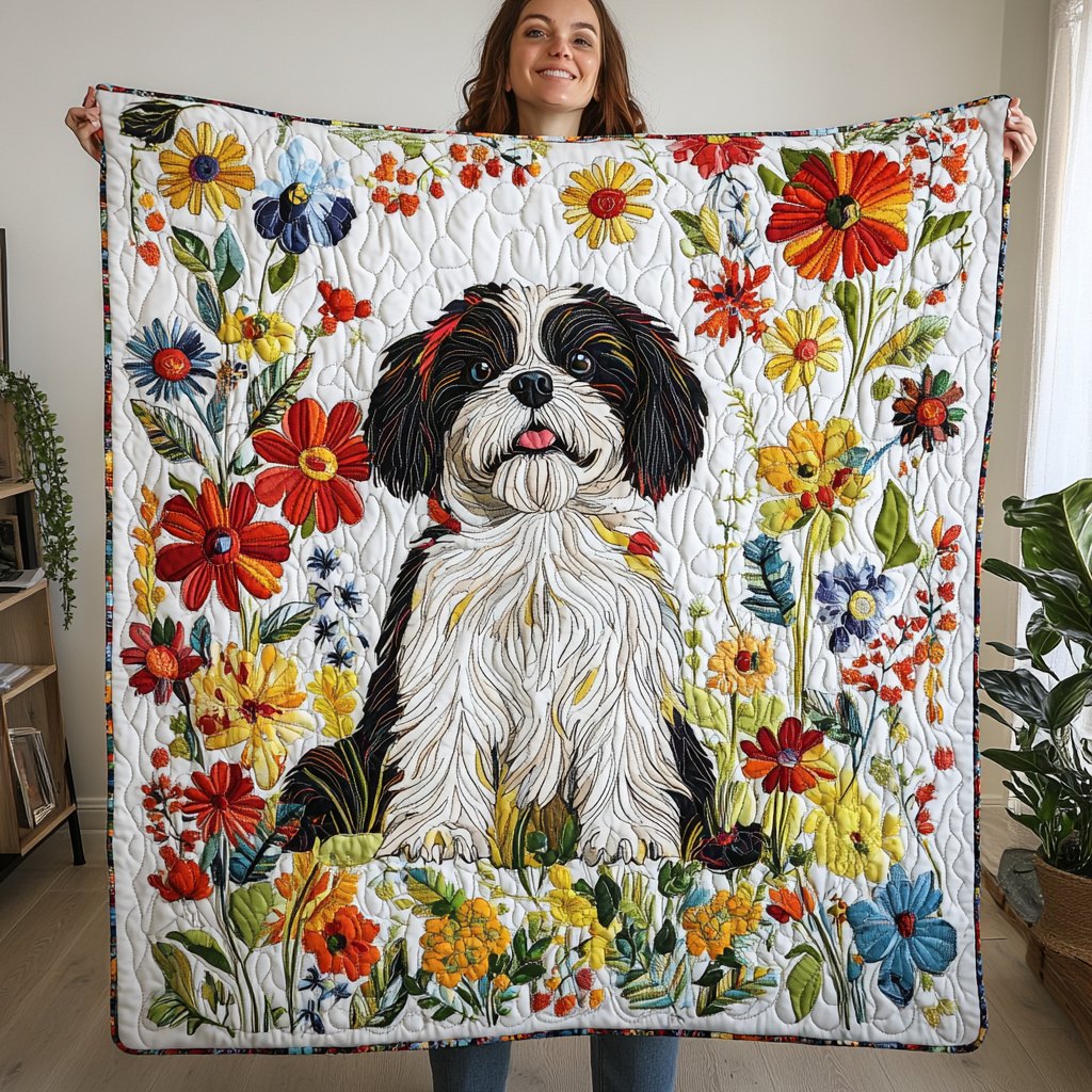 Elegant Shih Tzu Quilted Blanket printed blanket