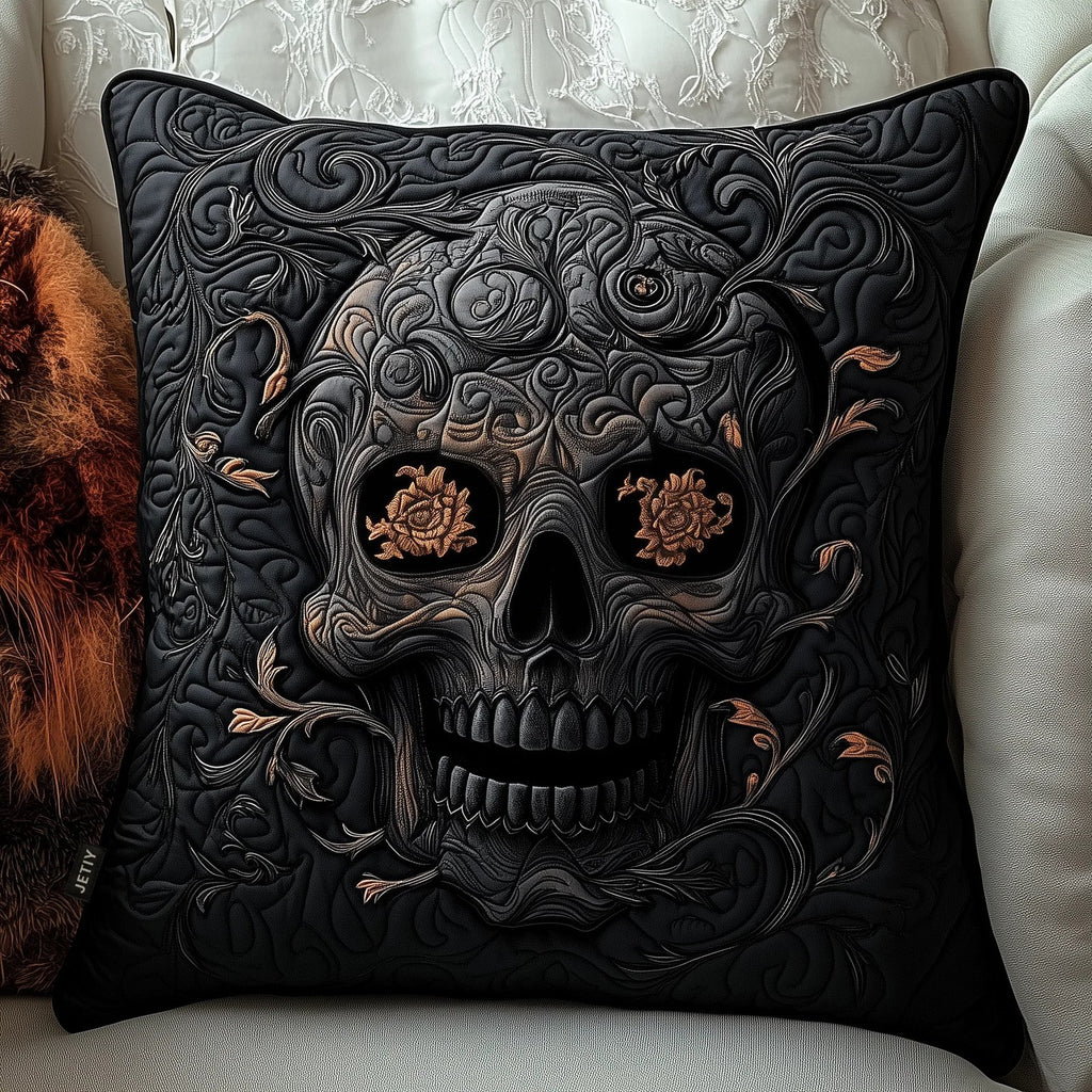Elegant Skull Quilted Cushion Cover printed cushion cover