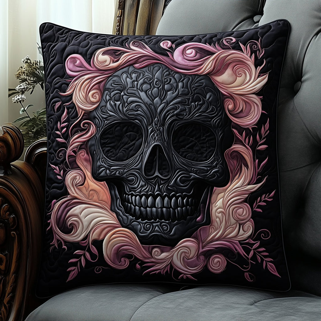 Elegant Skull Quilted Cushion Cover printed cushion cover