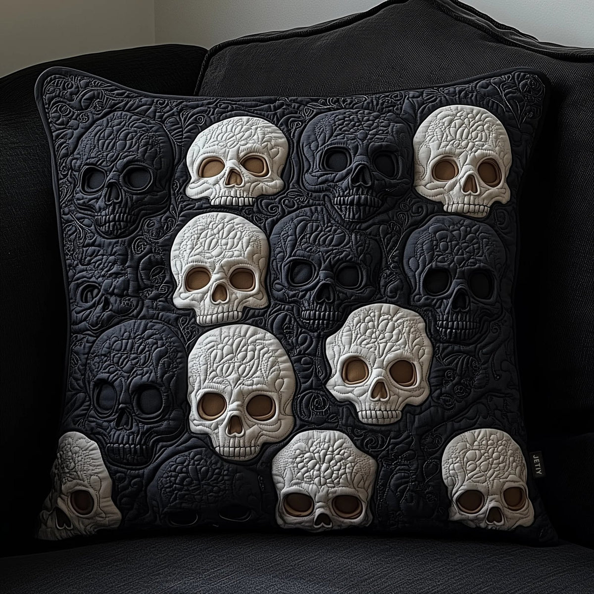 Elegant Skull Quilted Cushion Cover printed cushion cover