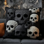 Elegant Skull Quilted Cushion Cover printed cushion cover