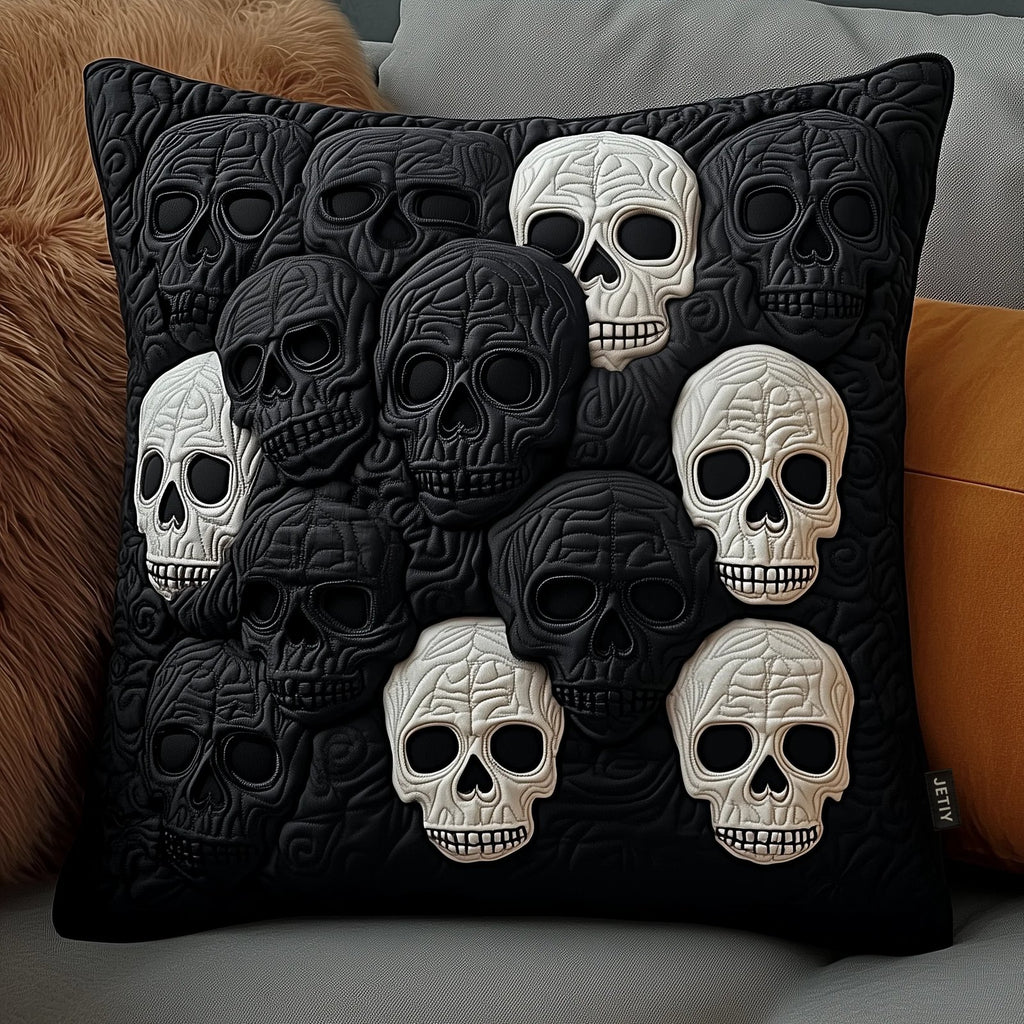 Elegant Skull Quilted Cushion Cover printed cushion cover