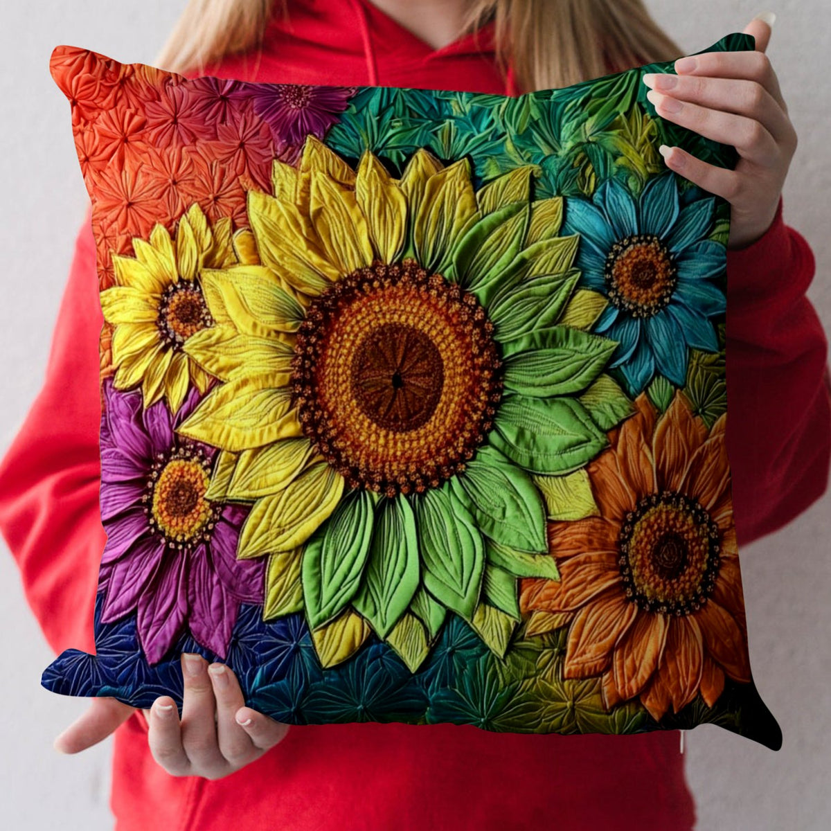 Elegant Sunflowers Quilted Cushion Cover printed cushion cover