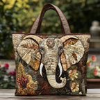 Elephant Charm Quilted Tote Bag printed tote bag
