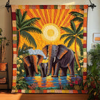 Elephant Harmony Quilted Blanket printed blanket