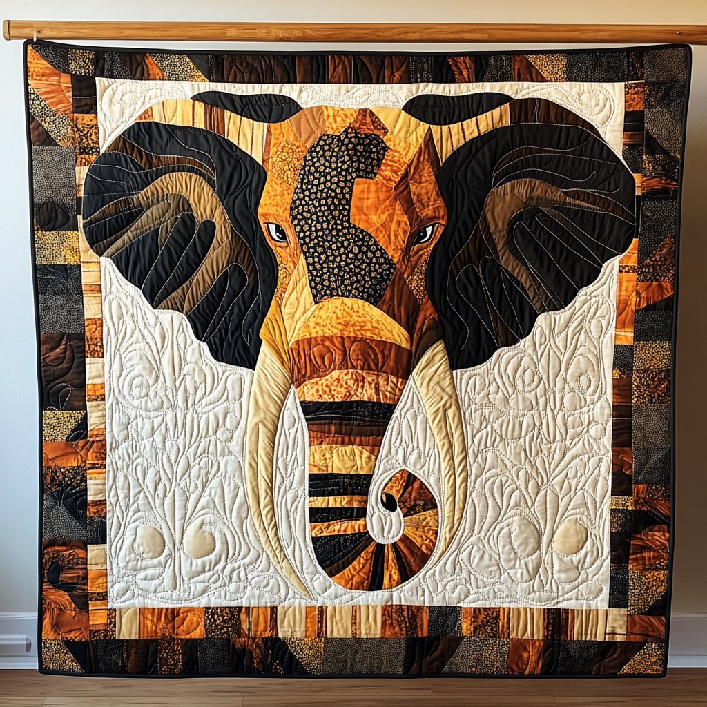 Elephant Harmony Quilted Blanket printed blanket