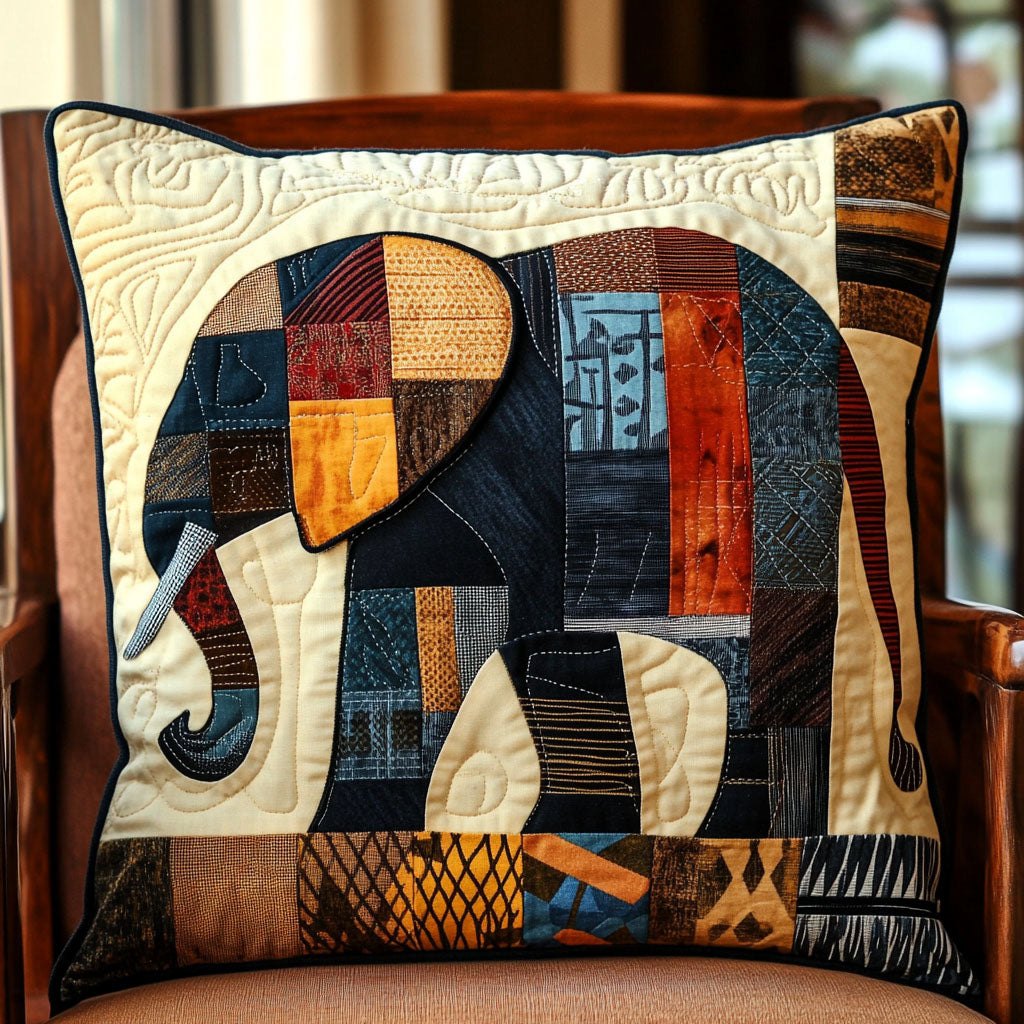 Elephant Legacy Quilted Cushion Cover printed cushion cover
