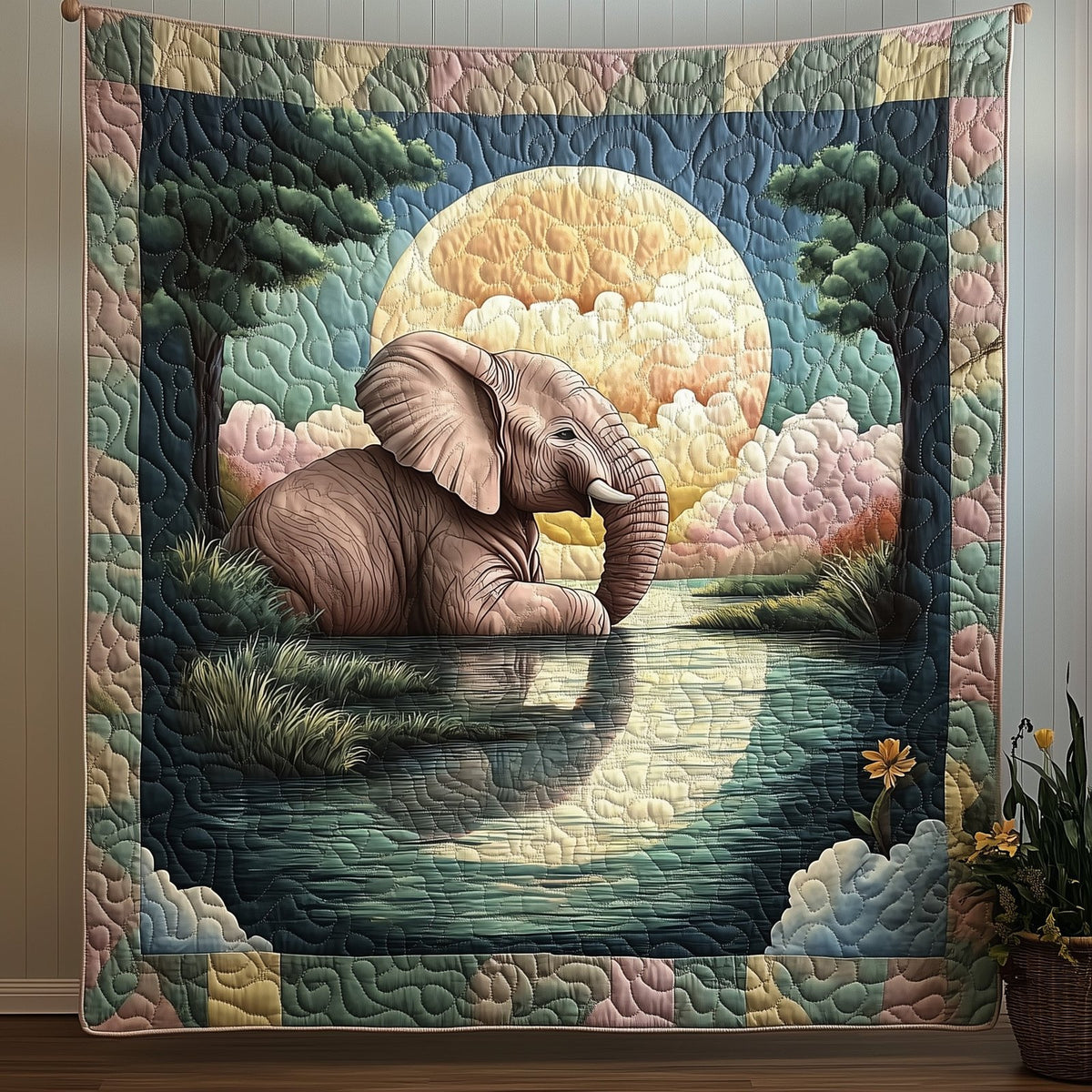 Elephant Quilted Blanket printed blanket