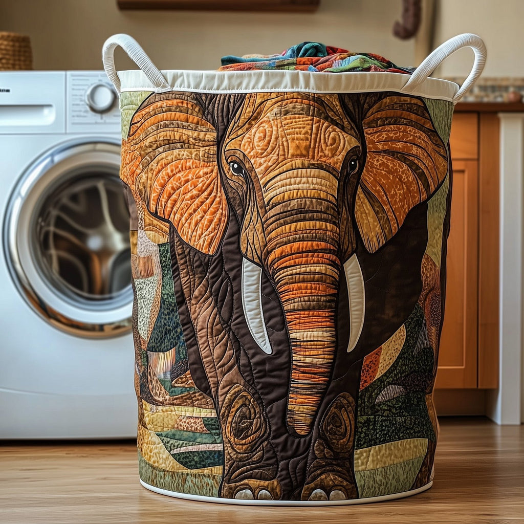 Elephant Quilted Laundry Hamper printed laundry hamper