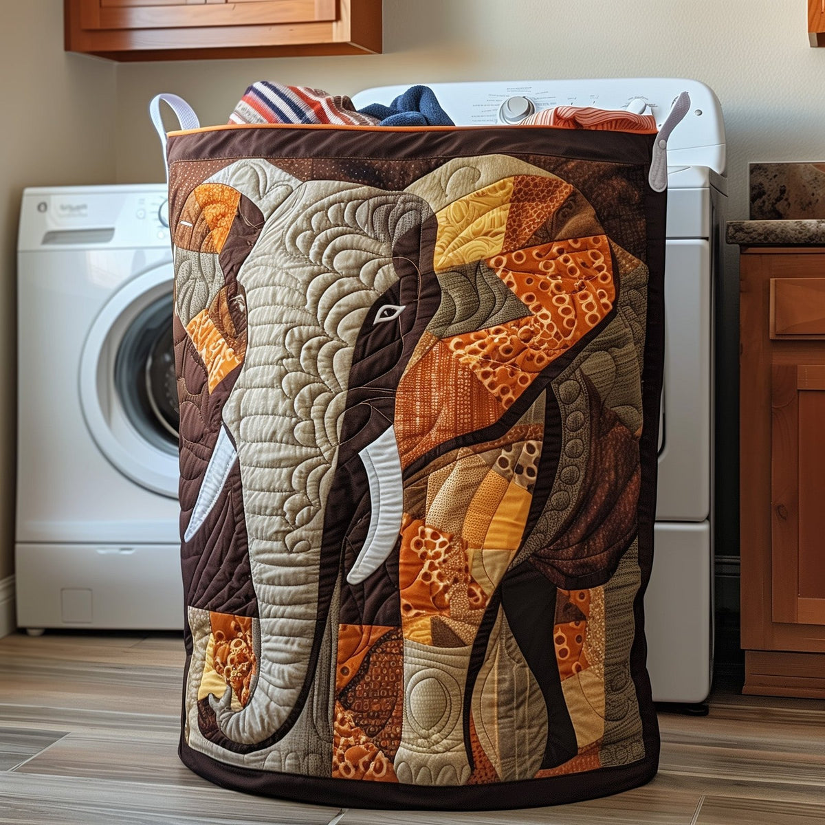 Elephant Quilted Laundry Hamper printed laundry hamper