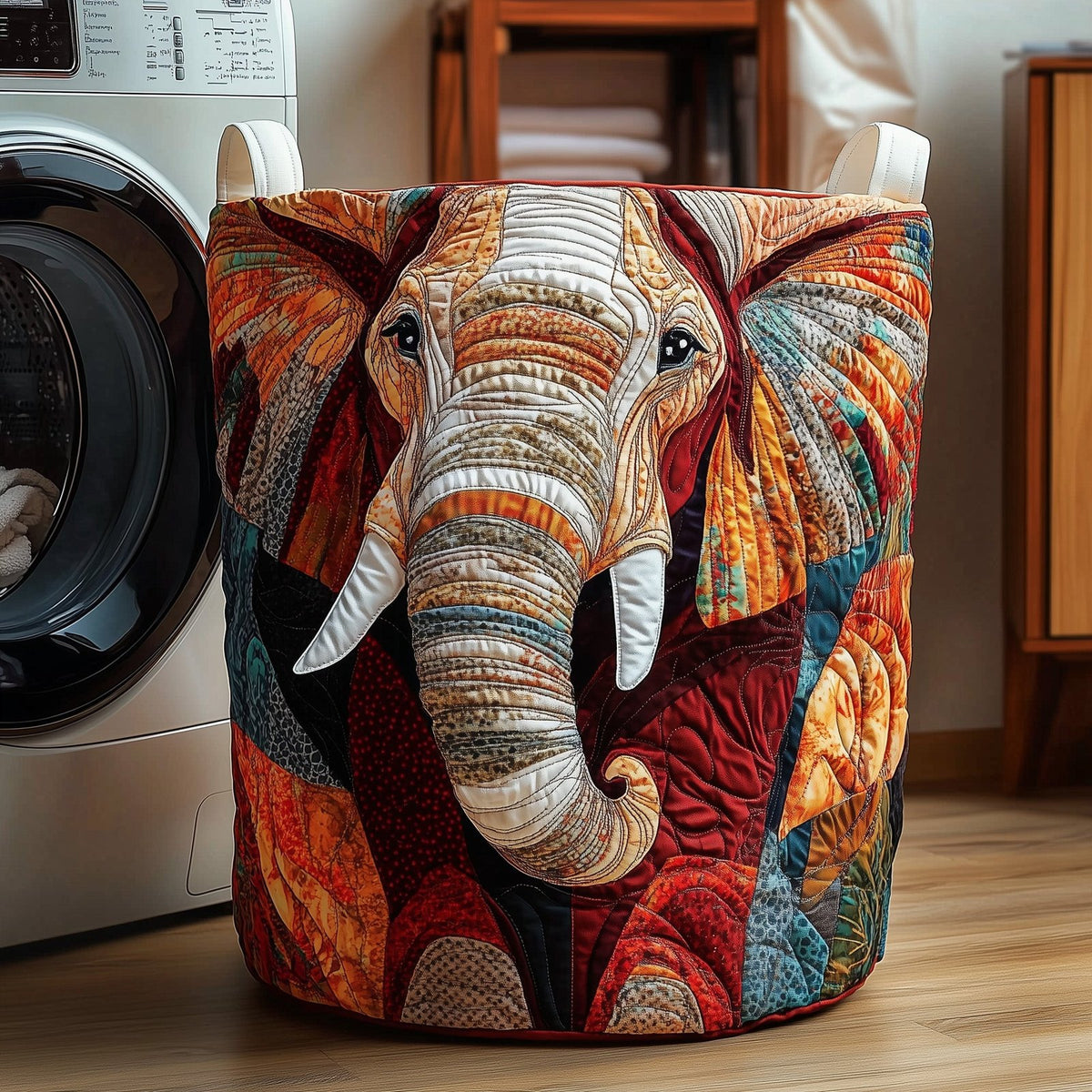 Elephant Quilted Laundry Hamper printed laundry hamper
