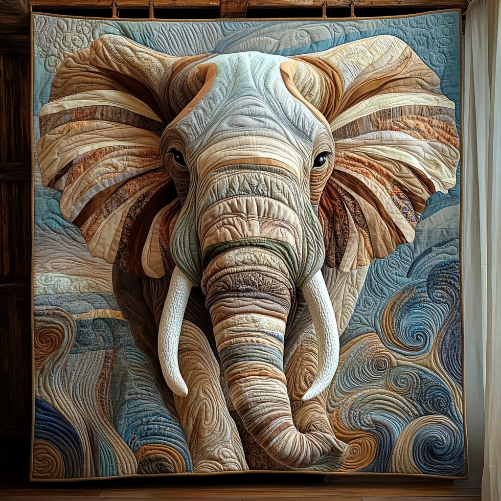 Elephant Regal March Quilted Blanket printed blanket