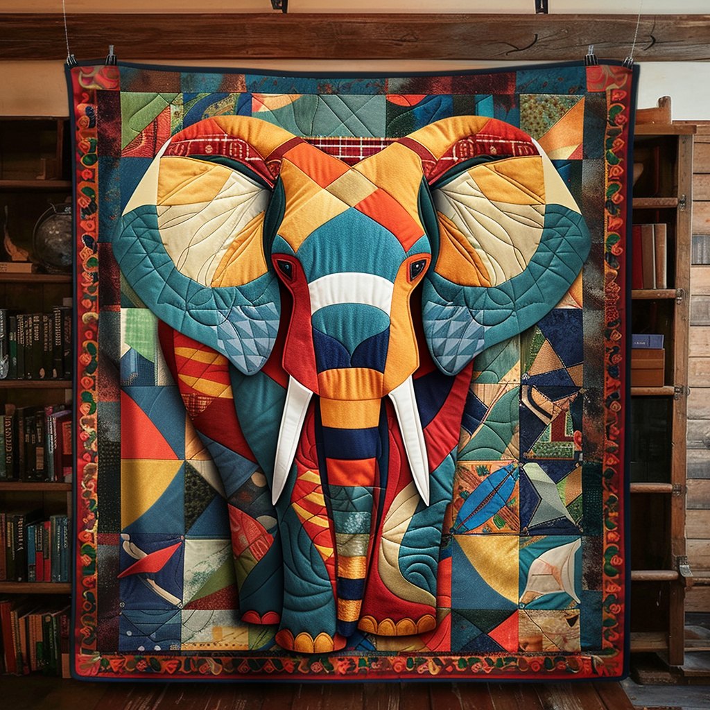 Elephant Spectrum Quilted Blanket printed blanket