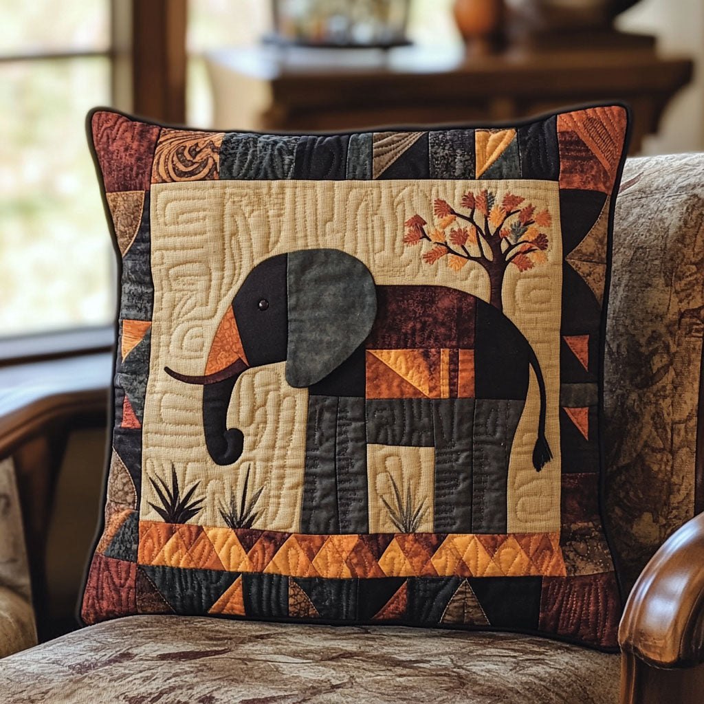 Elephant Tribe Quilted Cushion Cover printed cushion cover
