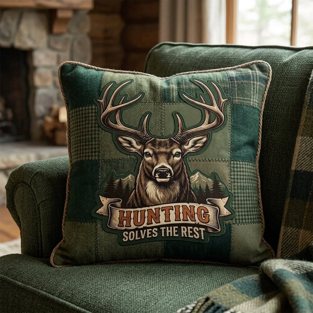 Emerald Antler Quilted Cushion Cover printed cushion cover