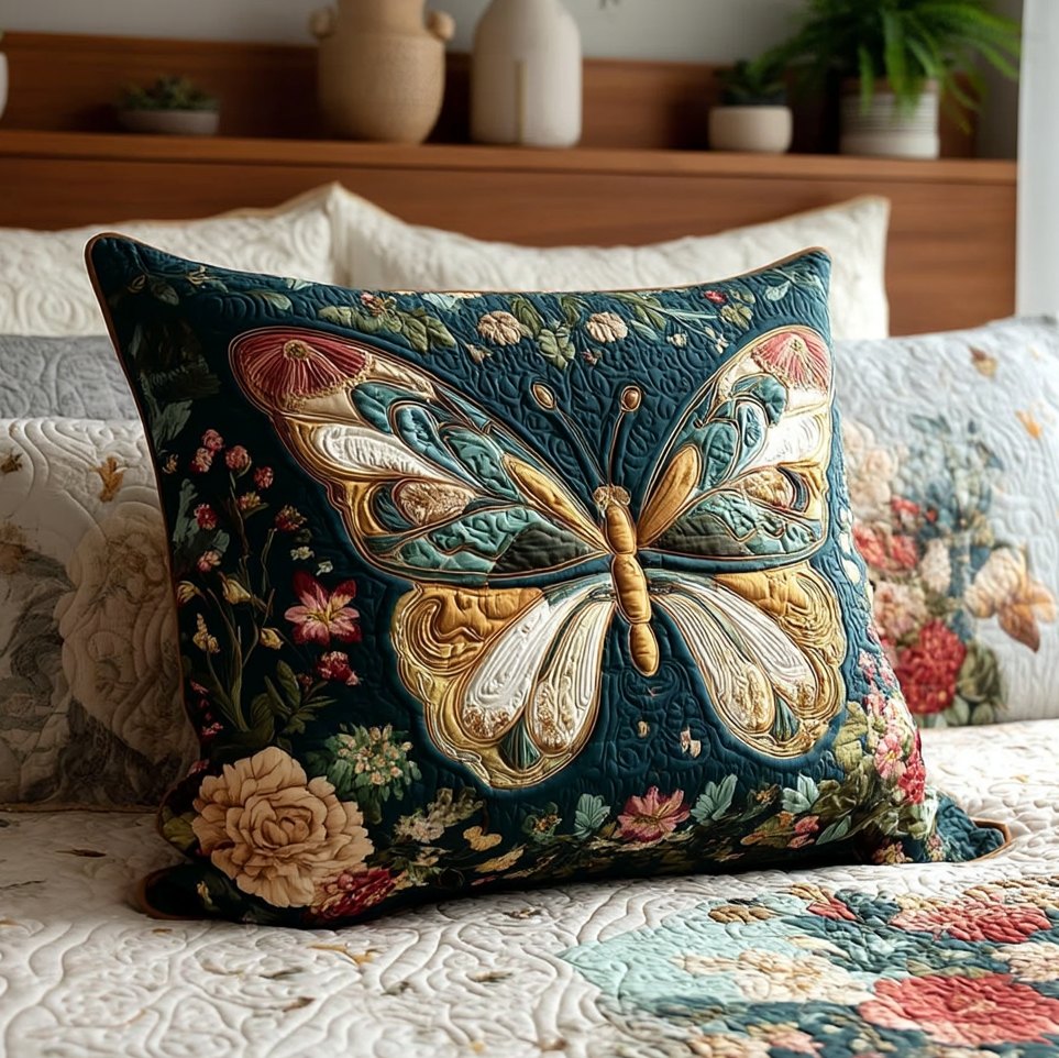 Emerald Blossomwing Quilted Bedding Cushion Cover printed cushion cover