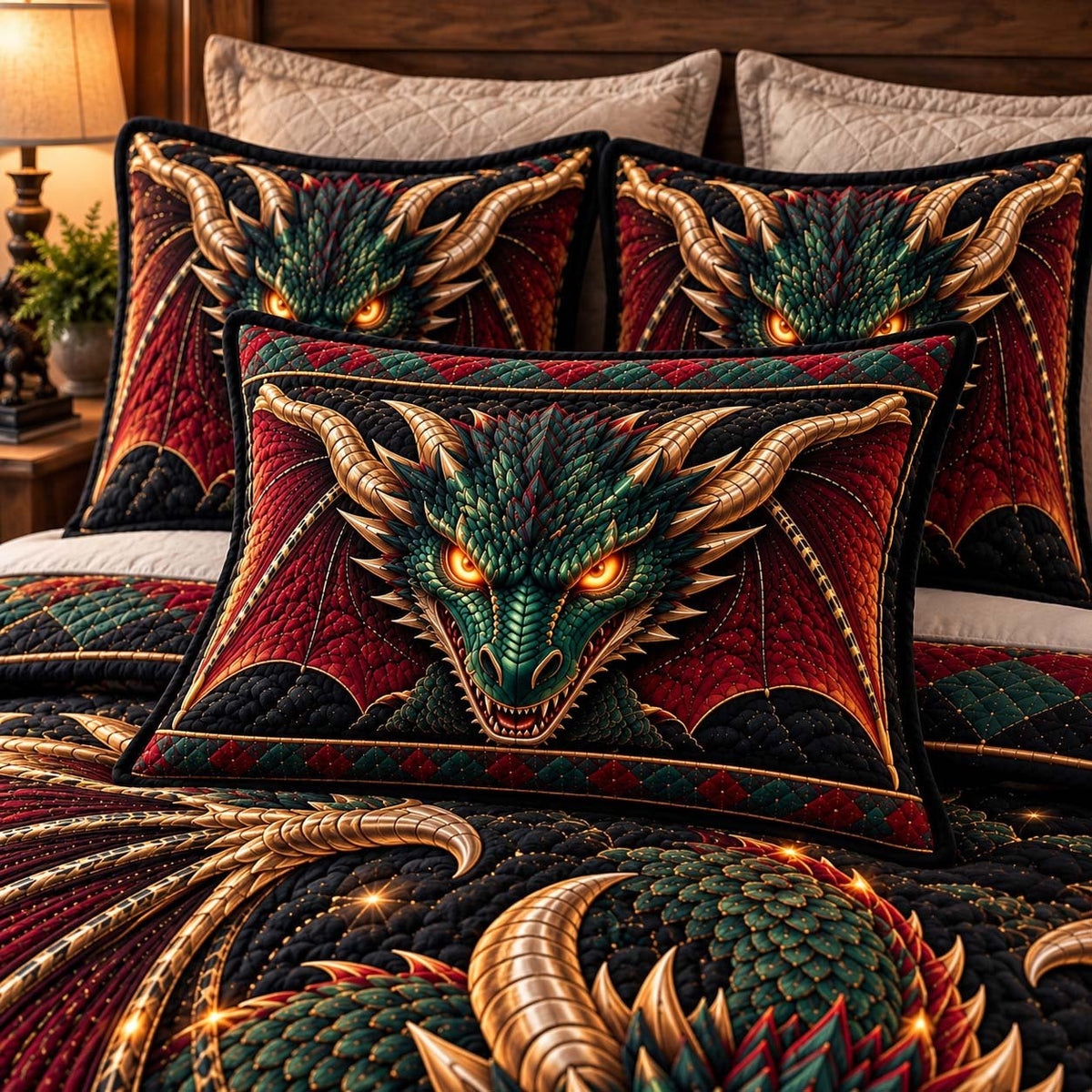 Emerald Dragon King Bedding Cushion Cover printed cushion cover