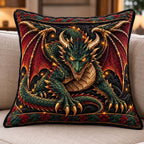 Emerald Dragon King Quilted Cushion Cover printed cushion cover