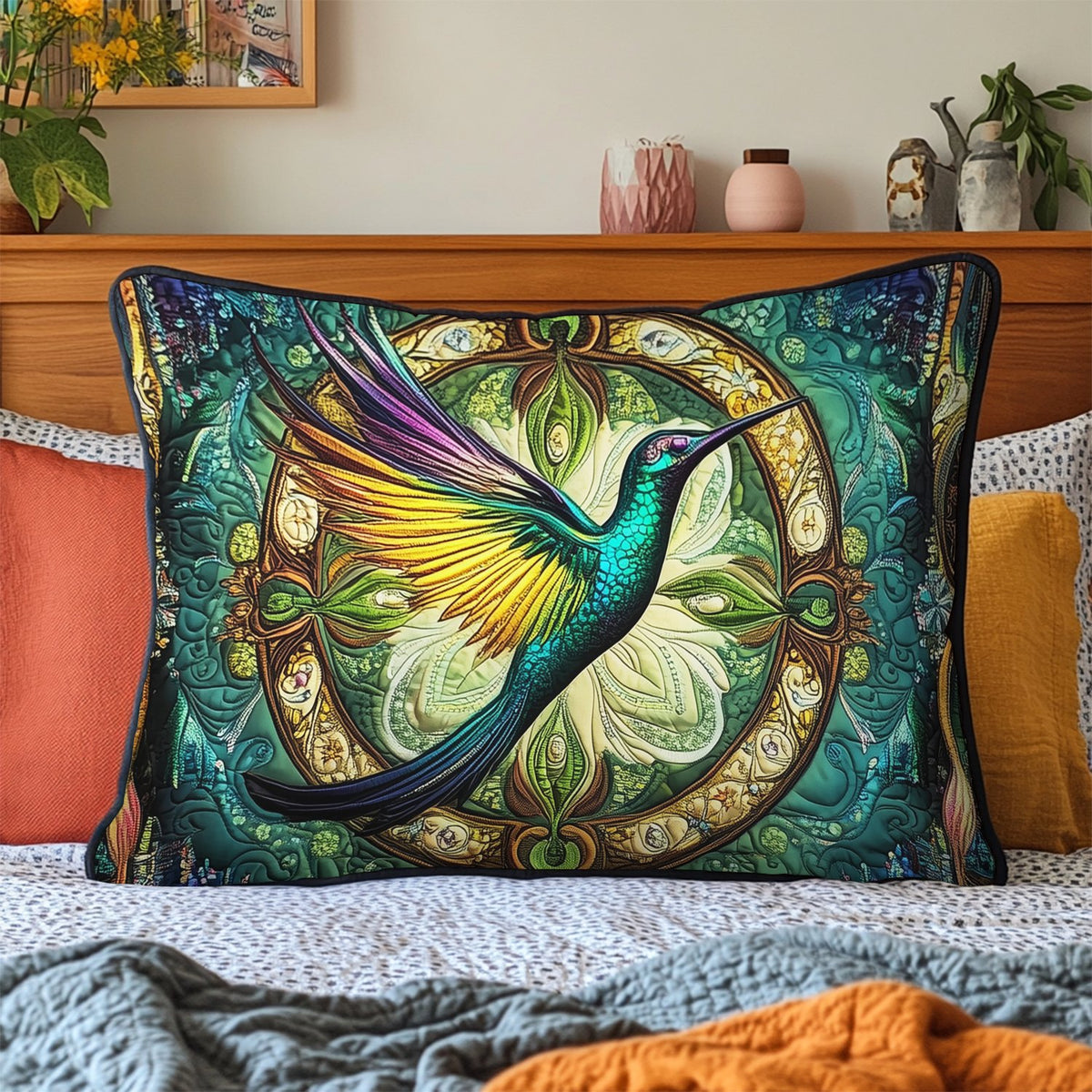 Emerald Dreams Quilted Bedding Cushion Cover printed cushion cover
