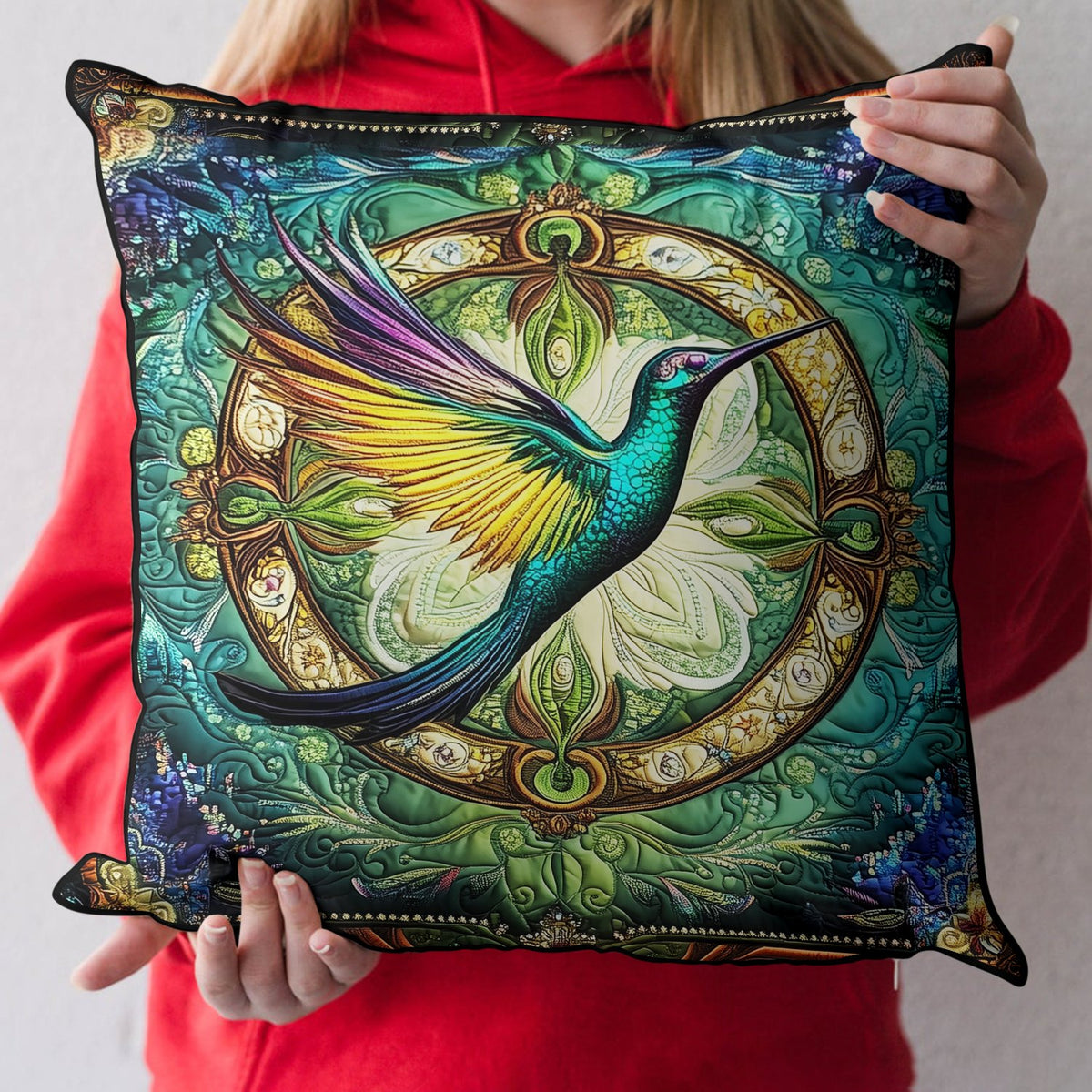 Emerald Dreams Quilted Cushion Cover printed cushion cover