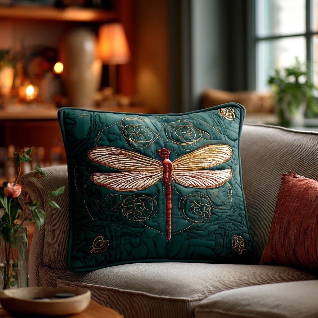 Emerald Flight Quilted Cushion Cover printed cushion cover