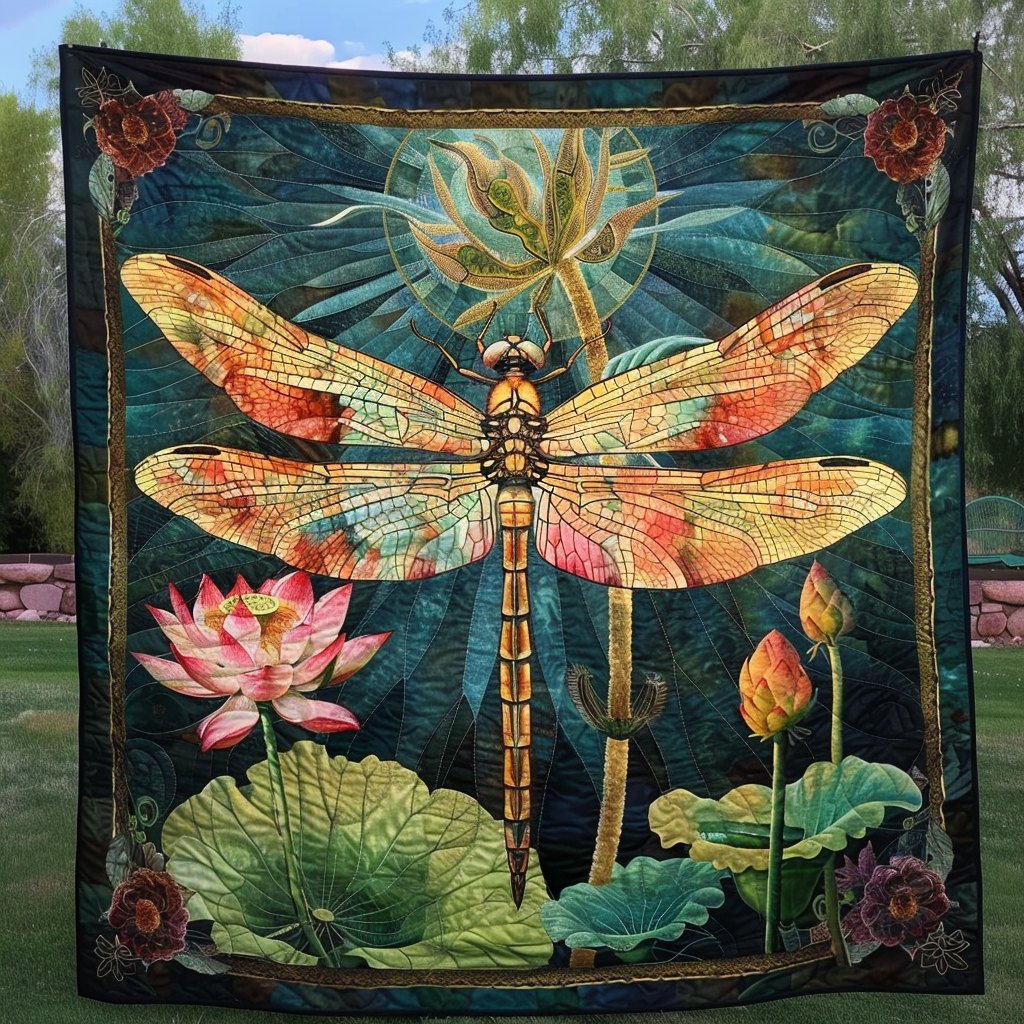 Emerald Flutter Quilted Blanket printed blanket