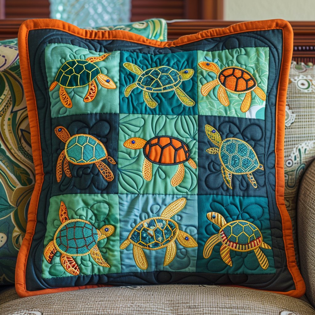 Emerald Odyssey Quilted Cushion Cover printed cushion cover