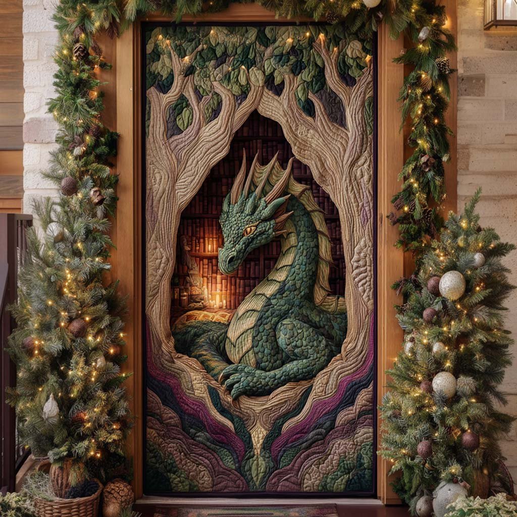 Emerald Watcher Quilted Door Curtain printed door curtain