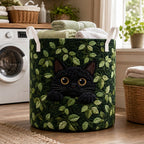 Emerald Whiskers Quilted Laundry Hamper printed laundry hamper