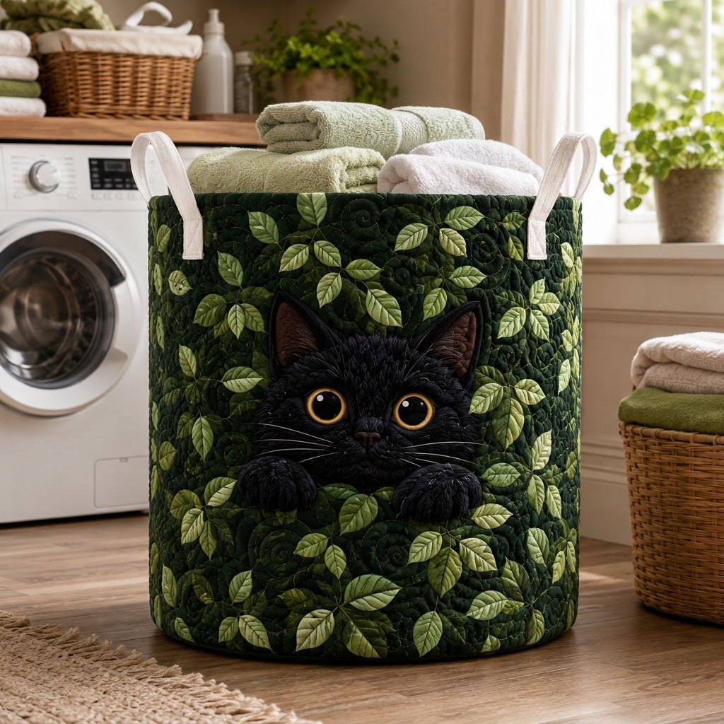 Emerald Whiskers Quilted Laundry Hamper printed laundry hamper