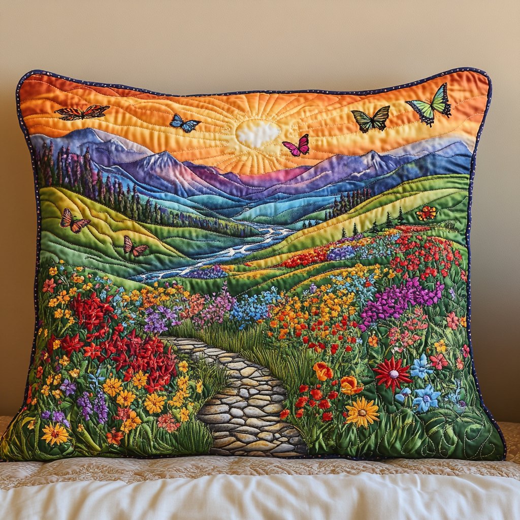 Enchanted Bloom Walk Quilted Bedding Cushion Cover printed cushion cover