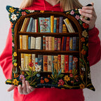 Enchanted Book Haven Quilted Cushion Cover printed cushion cover