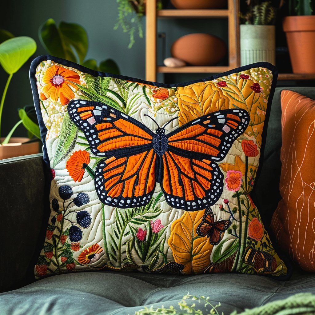 Enchanted Butterfly Quilted Cushion Cover printed cushion cover
