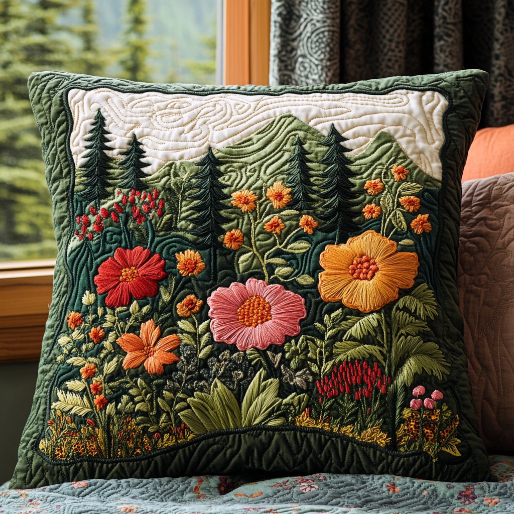 Enchanted Forest Quilted Cushion Cover printed cushion cover