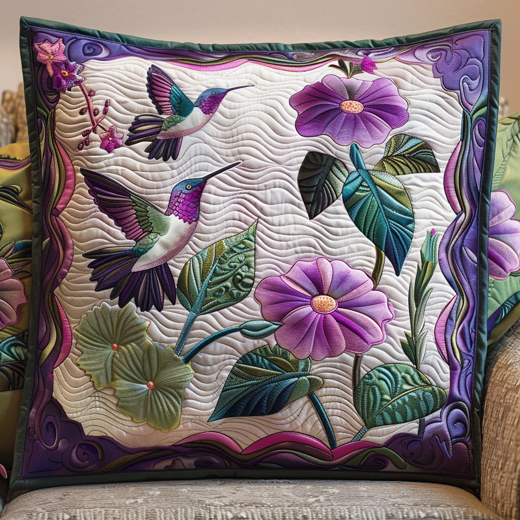 Enchanted Garden Quilted Cushion Cover printed cushion cover