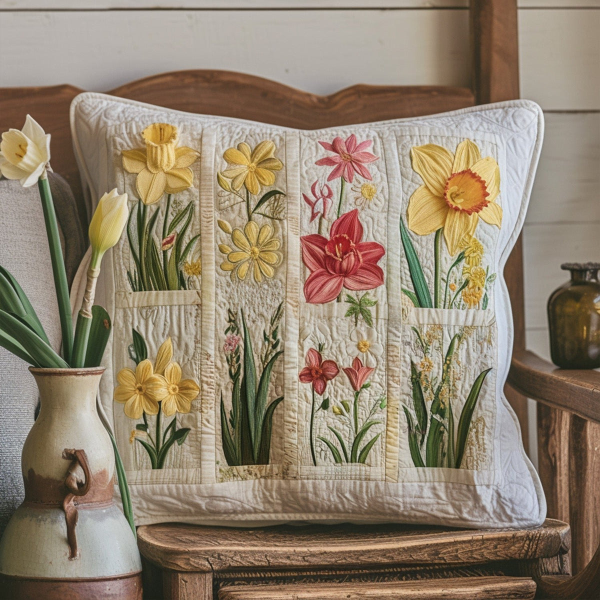 Enchanted Garden Quilted Cushion Cover printed cushion cover