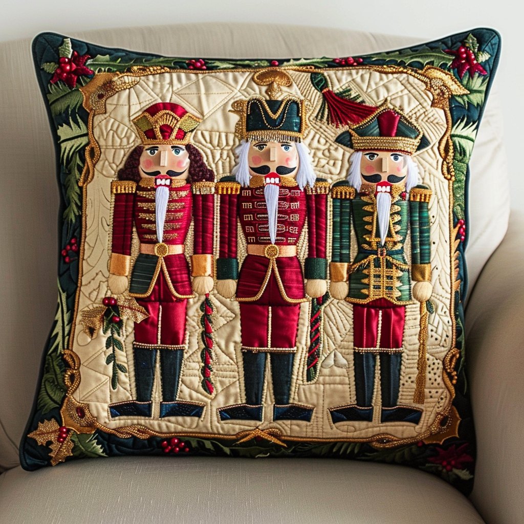 Enchanted Nutcracker Quilted Cushion Cover printed cushion cover