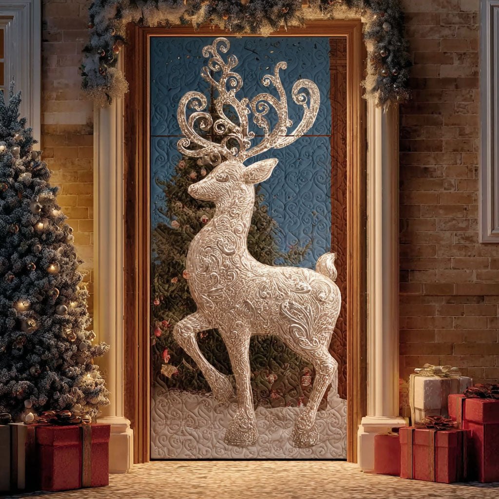 Enchanted Reindeer Gate Quilted Door Curtain printed door curtain