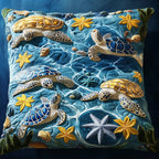 Enchanted Turtle Garden Quilted Cushion Cover printed cushion cover