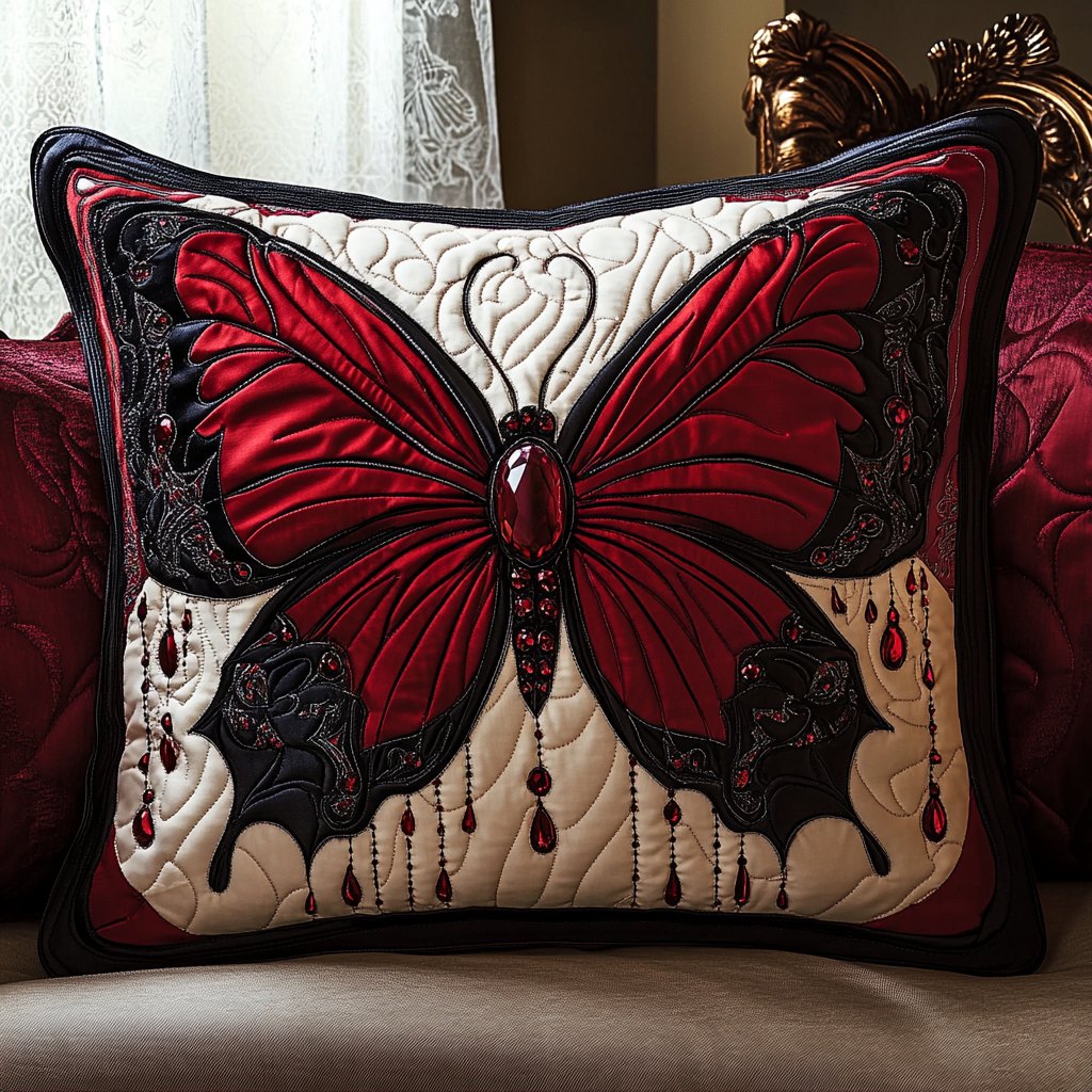 Enchanted Wings Quilted Cushion Cover printed cushion cover