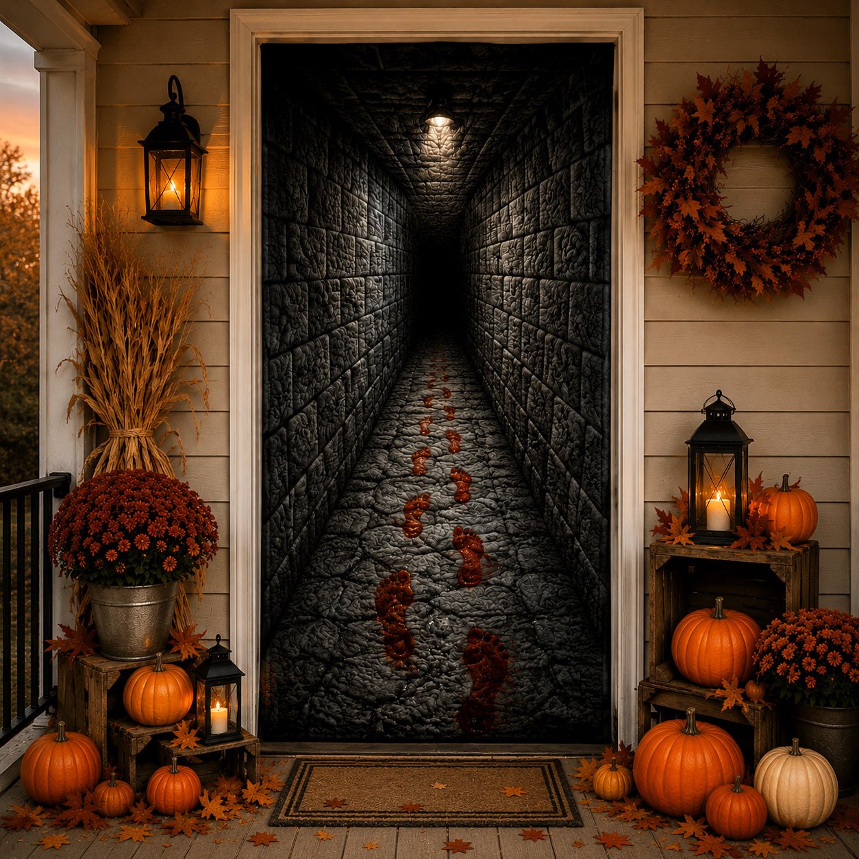 Endless Corridor Quilted Door Cover printed quilted door curtain