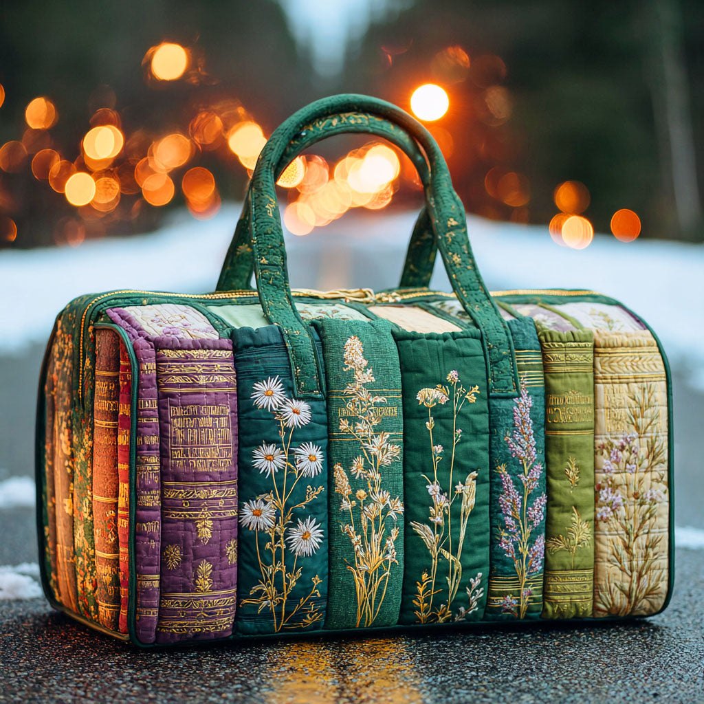 Endless Stories Quilted Duffle Bag printed quilted duffle bag