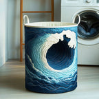 Endless Waves Quilted Laundry Hamper printed laundry hamper