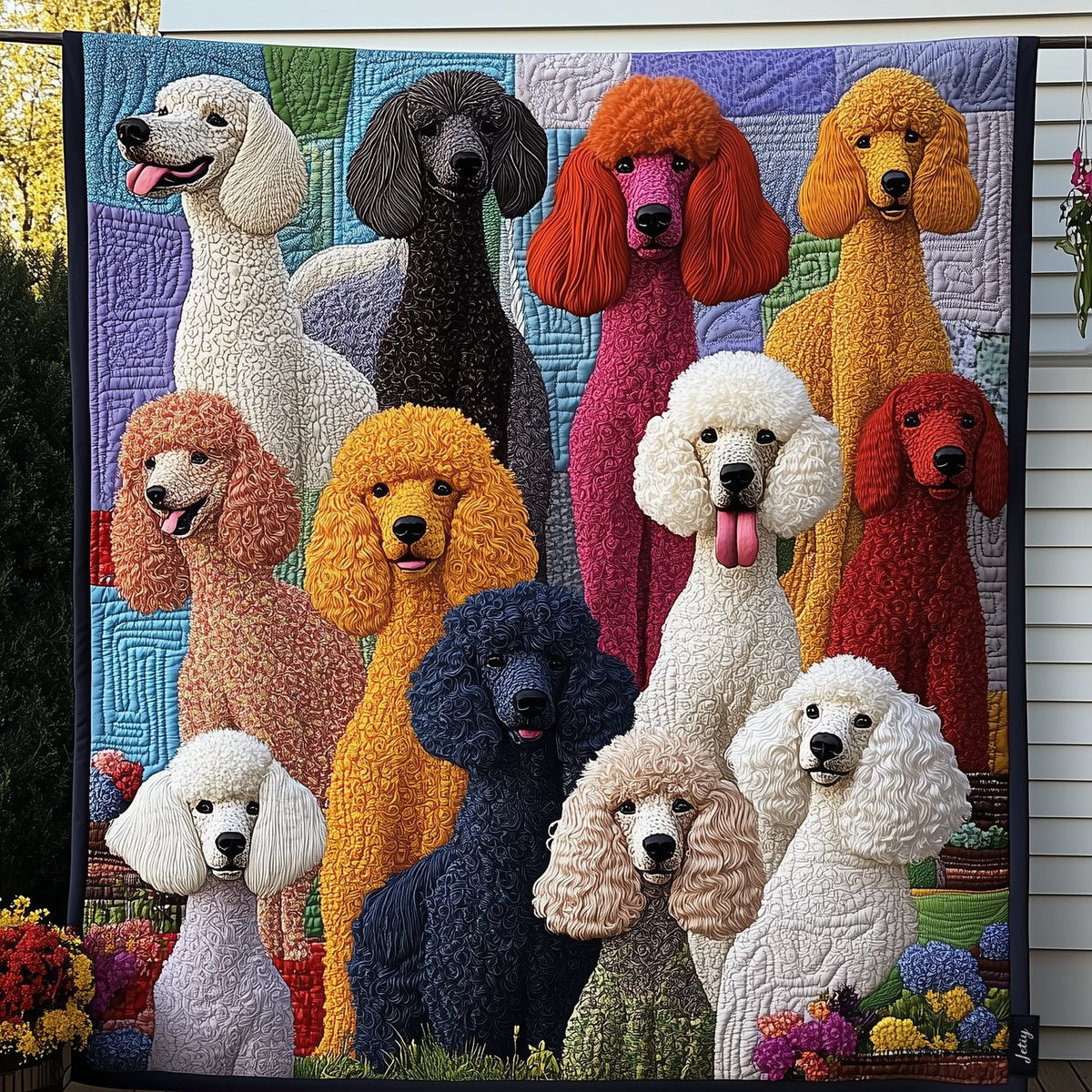 Energetic Poodle Quilted Blanket printed blanket