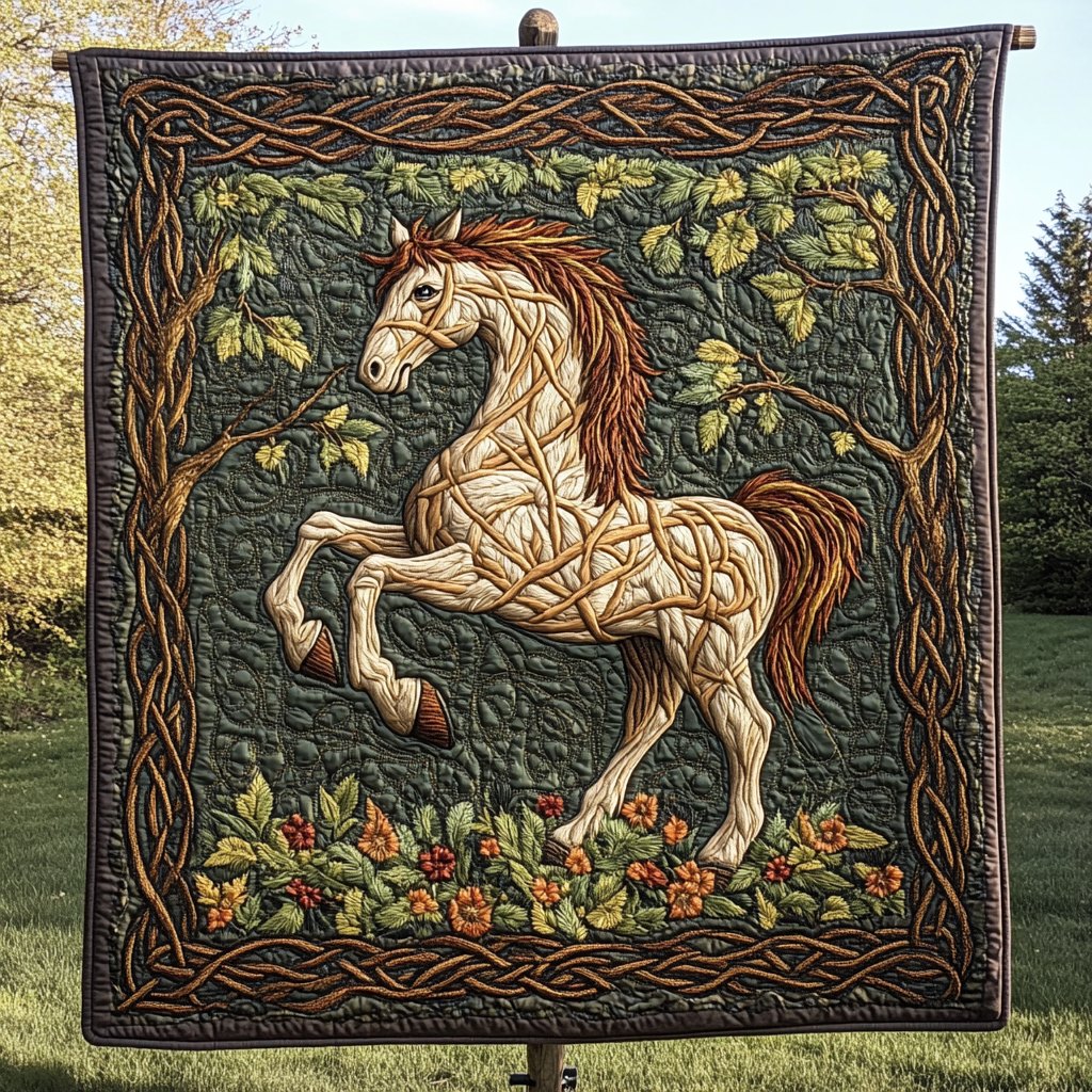 Equestrian Elegance Quilted Blanket printed blanket
